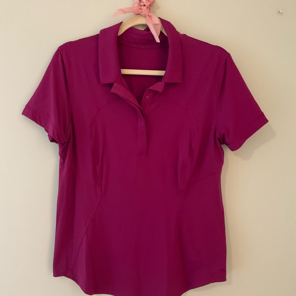 lululemon athletica Short-Sleeve Polo Top in Fuchsia size 10